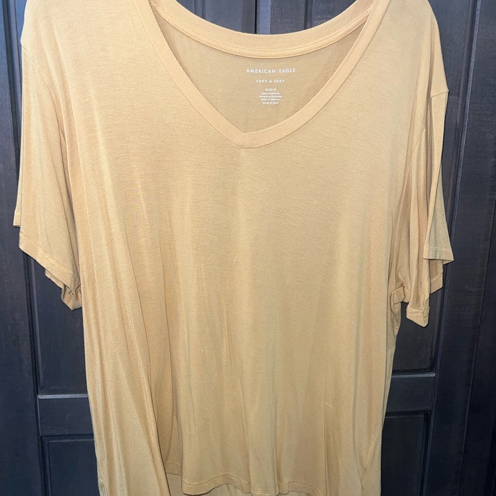American Eagle Yellow V-Neck Top